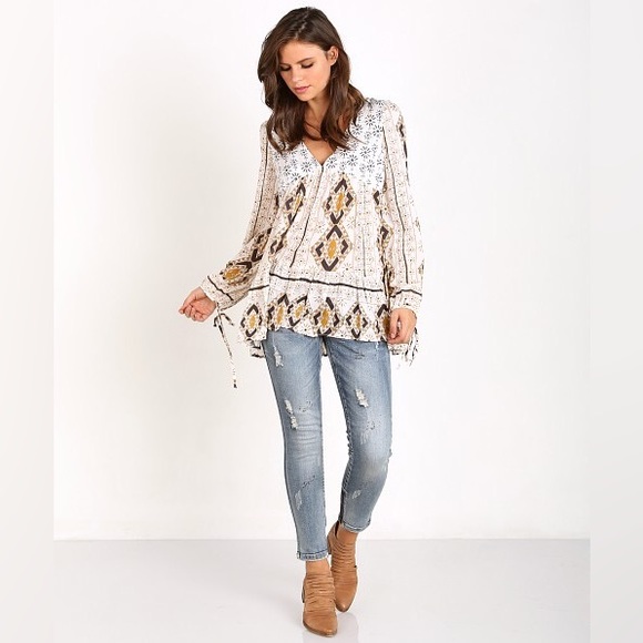 FREE PEOPLE Down by the Bay 60’s Tunic Ivory Combo M - Picture 8 of 13